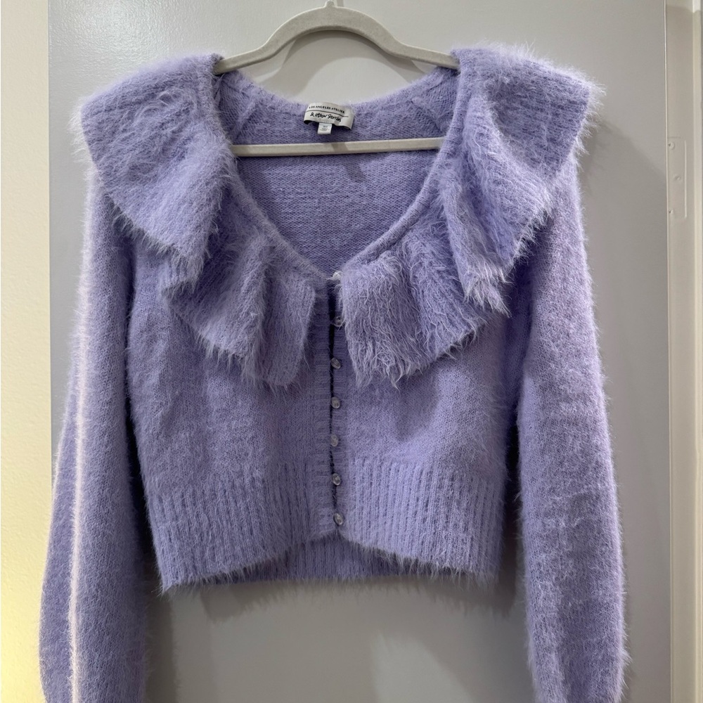 & Other Stories Lilac Fluffy Cardigan